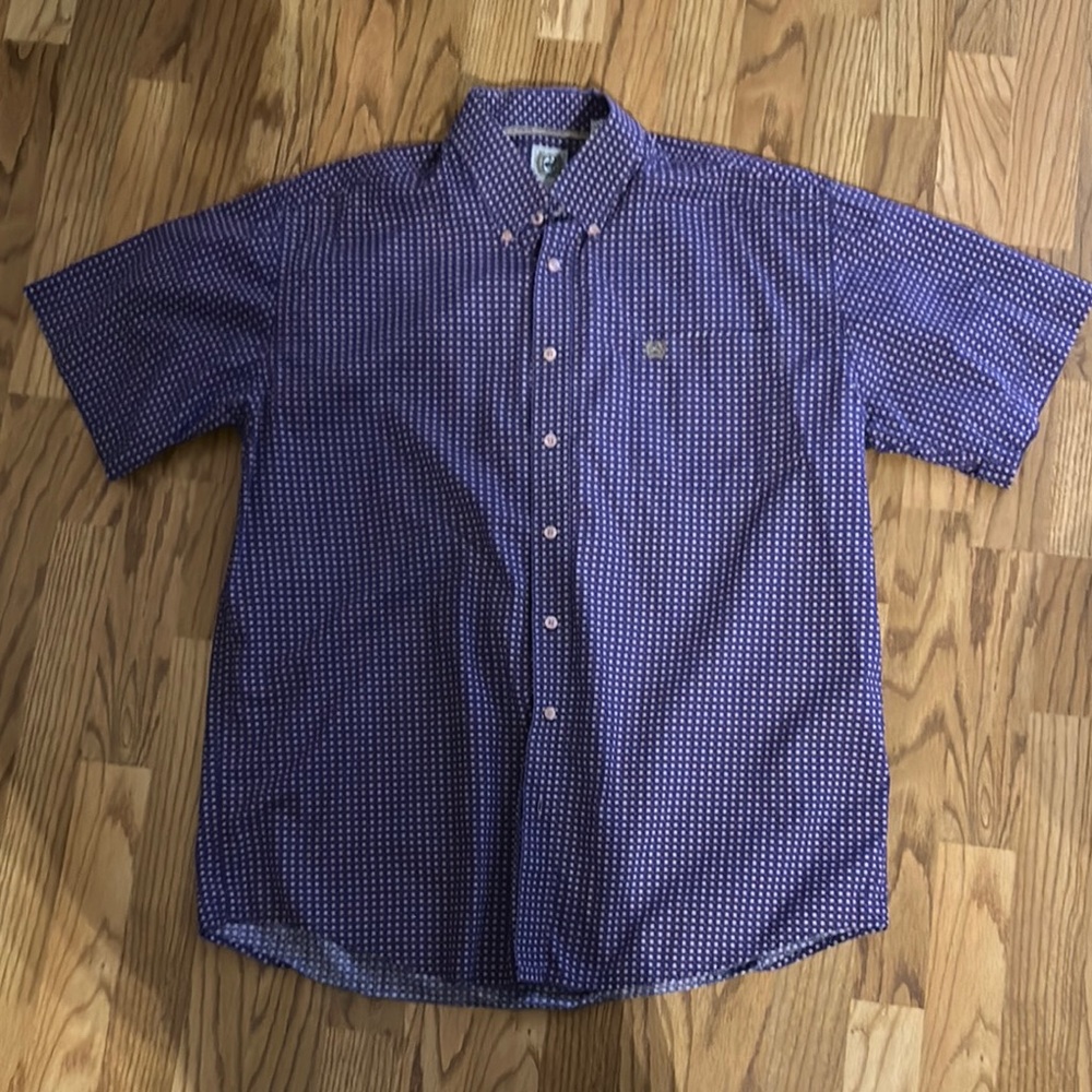 Cinch Purple and Tan Casual Button Down Shirt